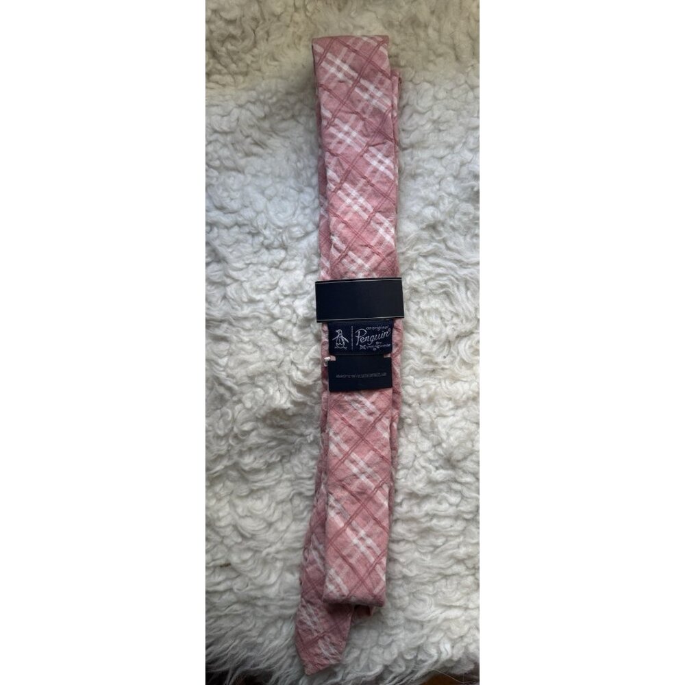 Original Penguin Skinny Tie Pink Rose One Size Seersucker Cotton NEW Nordstrom